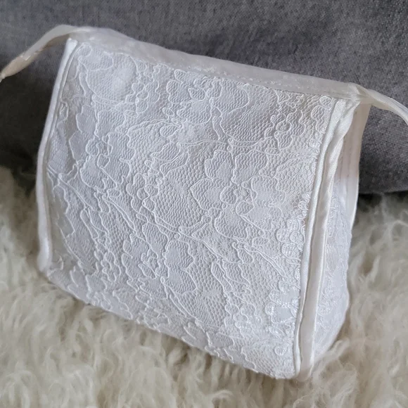 Vintage Jessica Mcclintock Embroidered Lace Zippered Pouch Small Bridal Clutch - Picture 1 of 12